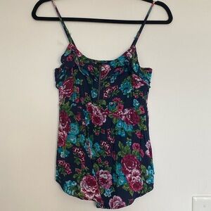 Forever 21 XXI Floral Babydoll tank with zipper size small